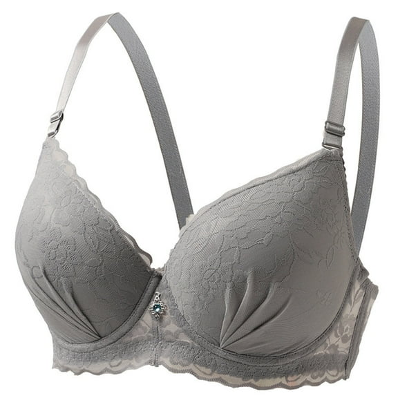 EchfiProm Womens Gray Bras Underwire Plus Size Balconette Unpadded Older Women Bras for Ladies 38ABC