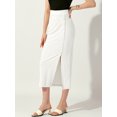 thumbnail image 3 of DARING DIVA Women's Long Pencil Skirt Business Button Decor Midi Skirts M White, 3 of 6