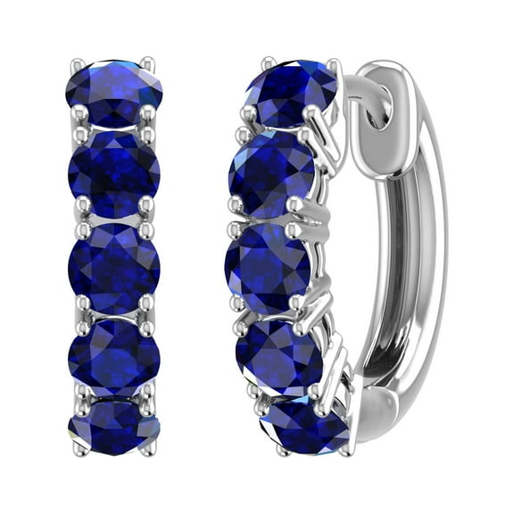 1.14 Carat Blue Sapphire Hoop Earrings in 14K White Gold