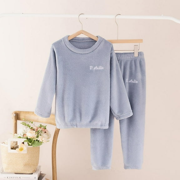 Dianli 2 Piece Outfits Girls Warm Casual Blouse Loose Fit Long Sleeve Crew Neck Tops Soft Girls Athletic Sets Clothes for Girls 4-12 Summer Saving Blue 13 Years