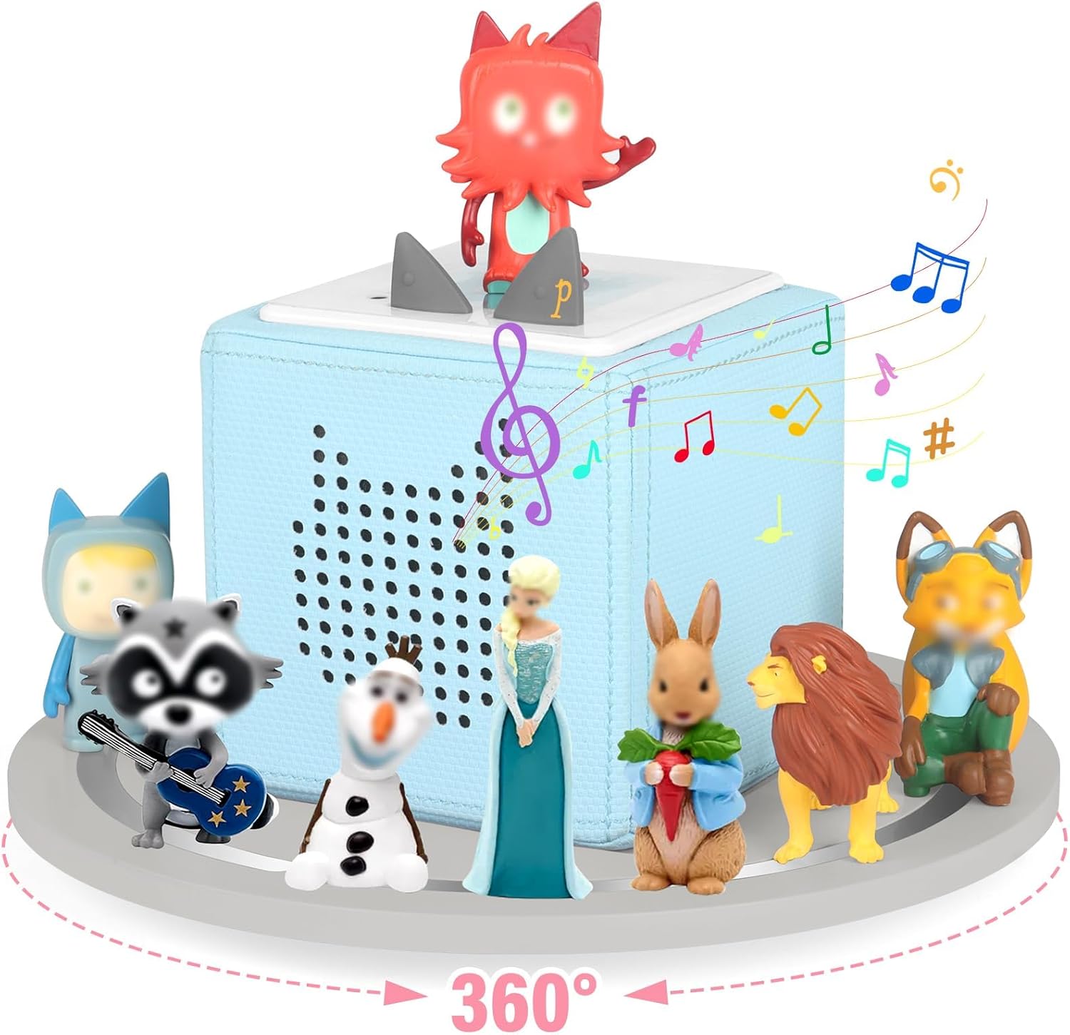 360° Round Turntable for Tonies Box Organizer Storage Shelf Wall Mounted, Magnetic Floating Shelves for Toniebox Generation 1 & 2 Player Tonies Figures, Display Collection 10~20 Characters (Gray)