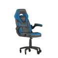 thumbnail image 2 of BizChair Gaming Chair Racing Office Computer PC Adjustable Chair with Flip-up Arms and Transparent Roller Wheels, Blue/Black LeatherSoft, 2 of 9