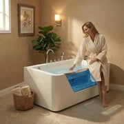 67 Luxury Whirlpool Bathtub with Panoramic Glass Window | 7 Hydro-Massage Jets, Waterfall Faucet & LED Chromatherapy | 1HP 750W Motor, Acrylic Spa Jetted Tub (110V) –Middle Drain