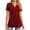 Red, variant on Women's Striped Gingham Short Sleeve Shirt, Button Down V-Neck Casual Top, Comfortable Plaid Blouse