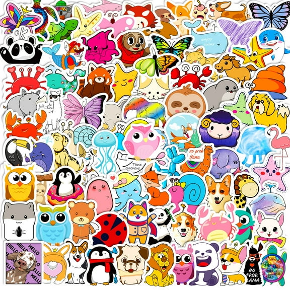 100-Pack 4cm American-Style Small Animal Stickers - Cute Cartoon Decals for Notebooks, Skateboards, Water Bottles, and Luggage