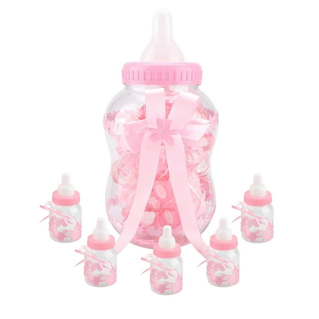 Cajas de dulces con forma de biberón, 30 uds, bonitas botellas de dulces para bebés, Mini botellas de dulces para bebés para decoración de fiestas de bautizo y eventos(Rosa)