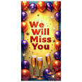 thumbnail image 3 of Teal Background Banner with Golden We Will Miss You Text Party Decoration with Balloons Fireworks Stars Ideal for Farewell Parties Photo Backdrops Celebrations Decor Events, 3 of 7