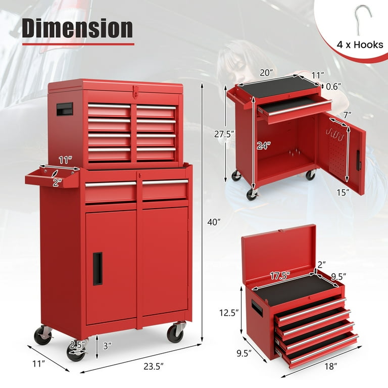 Toolbox Drawer Organizer Tray Rolling Tool Box Cabinet Dividers Storage  Bins 24