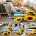 thumbnail image 5 of Spring Sunflowers Round Area Rug 3Ft Washable Small Circle Rugs for Kitchen Entryway, Yellow Floral Turquoise Farmhouse Wood Grain Non-Slip Carpet Floor Mats Indoor Outdoor Carpet Runner Home Decor, 5 of 8