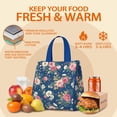 thumbnail image 5 of Pioneer Flower Floral Print Pattern Insulated Lunch Bag for Women & Adults,Large Portable Soft Cooler Lunch Bag,Thermal Food Storage Tote with Pearl Cotton,8.66L,8.75x5.75x9.5 Inch, 5 of 6