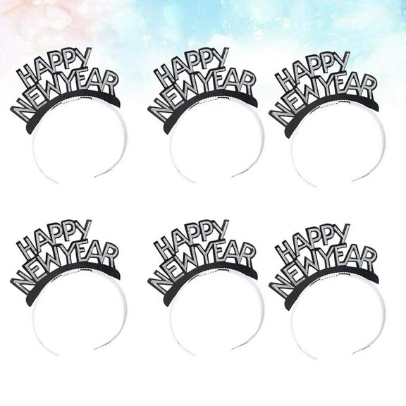 LABSERRON New Year Headpiece Headwear 6Pcs Black Glitter Headbands for Party Fun