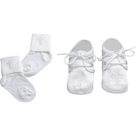 Christening Baptism Newborn Baby Boy Special Occasion Christening Shoes & Socks Matching Set