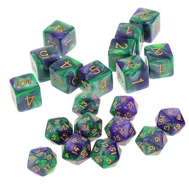 de Dados de 20 Piezas D20 D6 para Mazmorras Y Dragones Y s de , Y DnD, Matemáticas Y (, Morado)