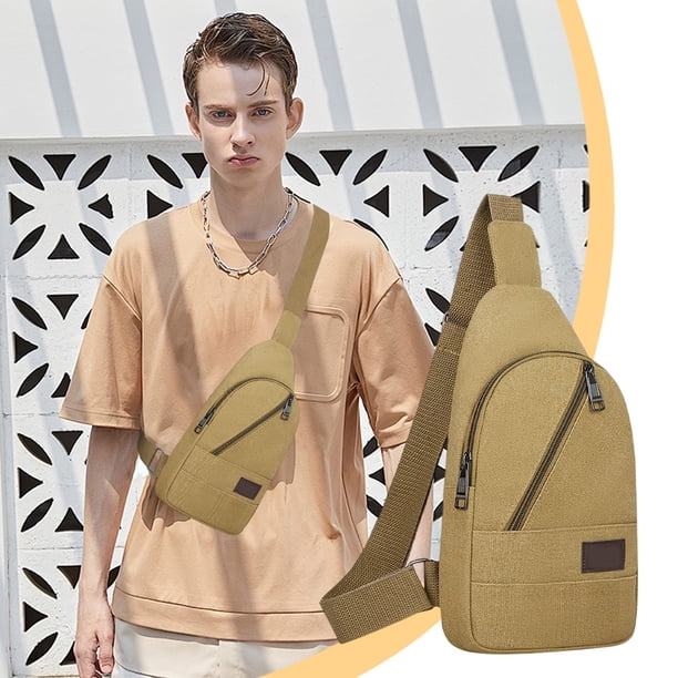 Bolso de pecho de lona para exteriores con cremallera gruesa, bolso de pecho para hombre, mochila de senderismo, bolso de pecho cruzado multiusos, bolso de mensajero, bolso de pecho para hombre, mochi