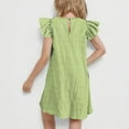 thumbnail image 6 of CYRBOKO Girls Summer Dresses, Flutter Sleeve A-line Birthday Casual Midi Dresses Green Size 14-15T, 6 of 9