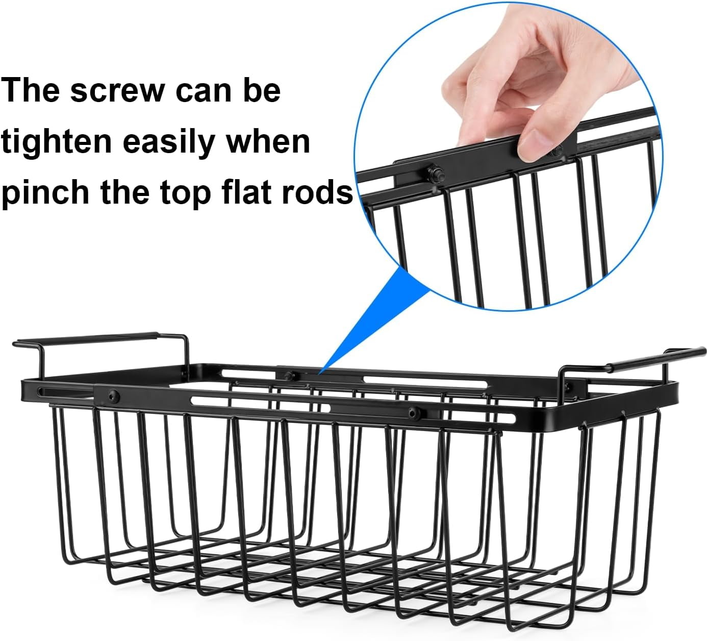 Wetheny Freezer Organizer Bins, Expandable Deep Freezer Baskets for Chest Freezer, Adjustable From 15.6" to 24.3" Wire Basket with Hanging Handles (Pack 1)