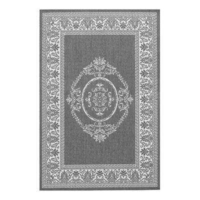 - Couristan Recife Antique Medallion Flat Woven Indoor/Outdoor Rug, Gray and White, Multiple Sizes