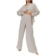 thumbnail image 2 of Txlixc Blusa de botón transparente de manga larga y pantalones de piernas anchas para mujeres Txlixc  moda, 2 of 6
