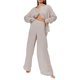 thumbnail image 2 of Txlixc Blusa de botón transparente de manga larga y pantalones de piernas anchas para mujeres Txlixc  moda, 2 of 6