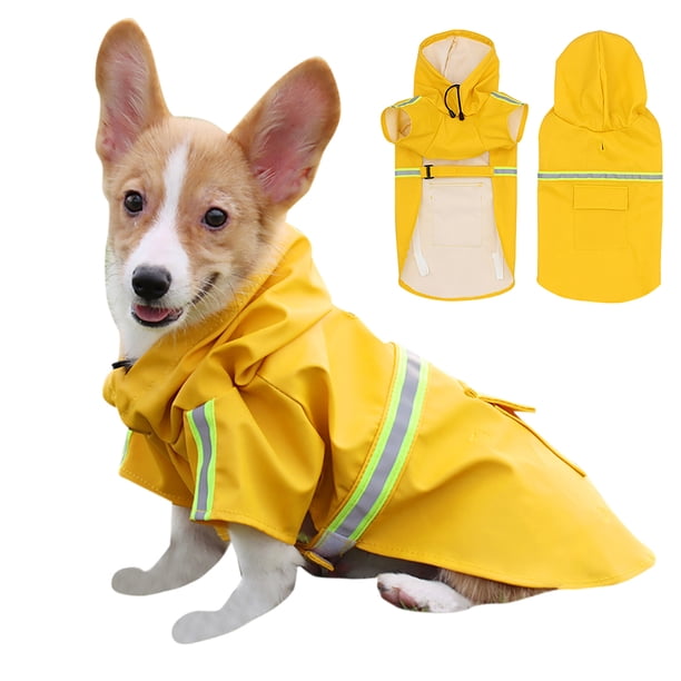 Chubasquero para perro con bolsillo en la capucha, impermeable, reflectante, ajustable, imperme Irfora Impermeable con capucha