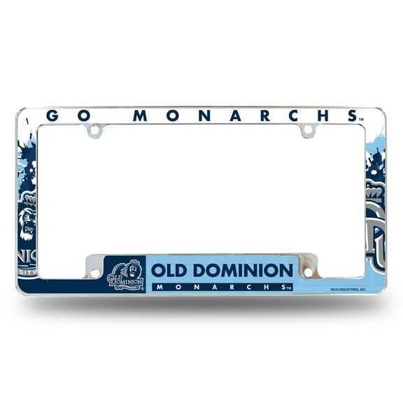 Old Dominion University Monarchs Metal License Plate Frame Tag Cover, All Over Design, 12x6 Inch