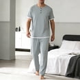 thumbnail image 7 of BLTIBY Mens 2 Pieces Outfits Short Sleeve Henley Shirts and Wide Leg Pants Tracksuits Sets with Pockets Green XL, 7 of 7