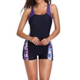 thumbnail image 2 of Womens Boyleg One Piece Swimsuits Bathing Suit with Shorts Competition Racerback Athletic Swimwear Teens Girl, 2 of 6