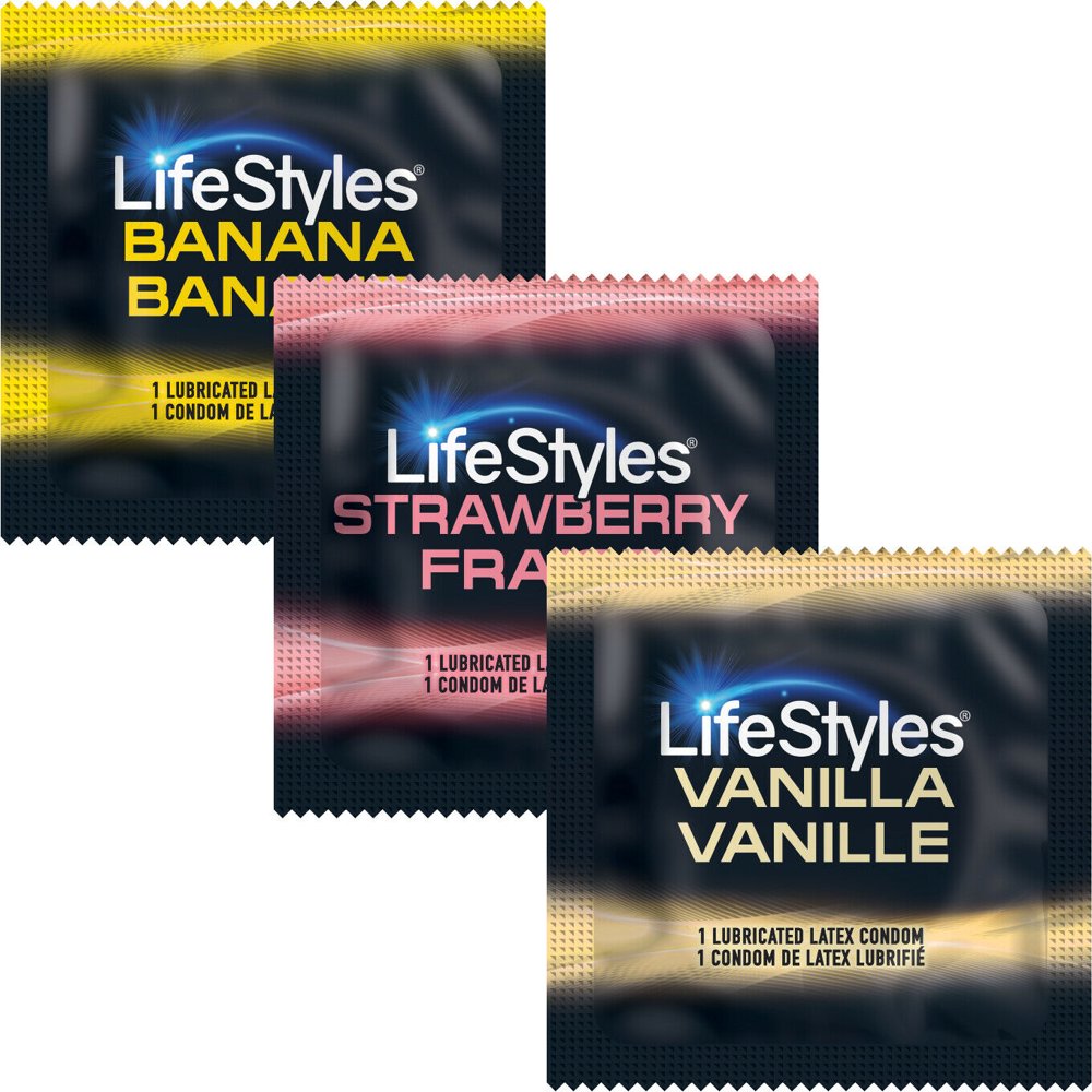 Lifestyles Flavor Condoms Banana, Strawberry & Vanilla Flavors Bulk of