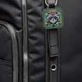 thumbnail image 6 of Raccoon in Floral Wreath Faux Leather Square Keychain, 6 of 7