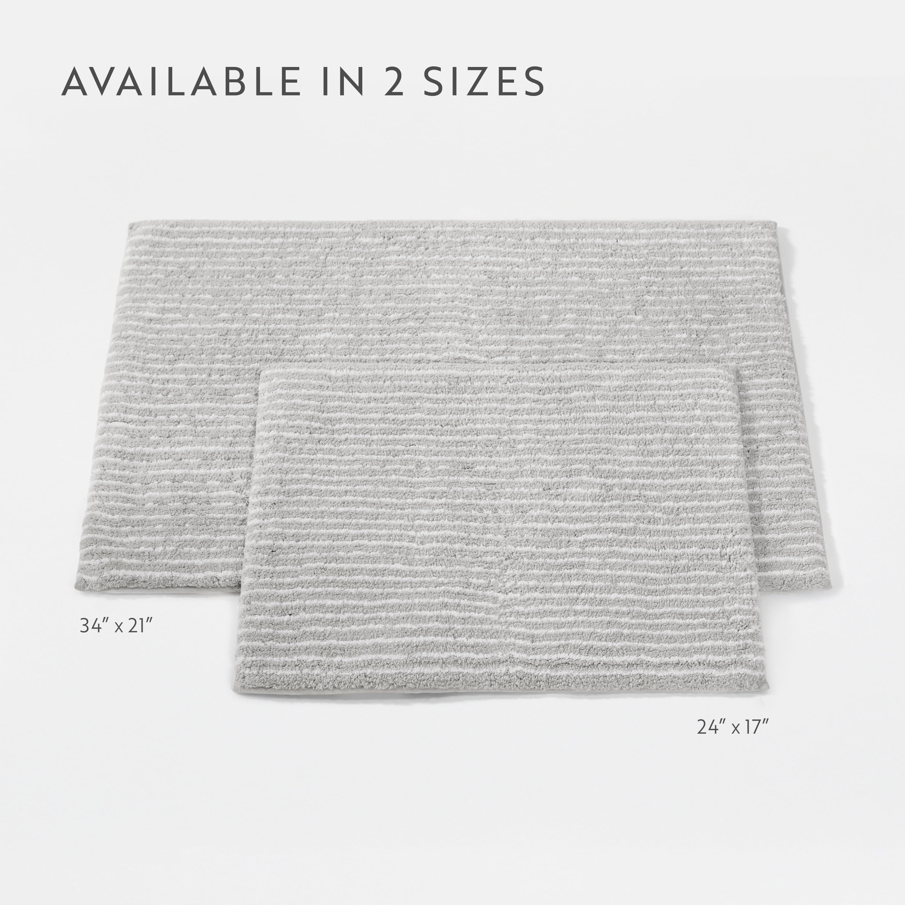 100% Cotton Pinstripe Patterned Bath Mat by Comfort Canopy, Light Gray, 24" x 17"