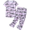 thumbnail image 1 of HAHDAXIA Womens Pajama Set Cotton Capri Pant Pyjama Short Sleeve Sleepwear Summer Pjs, 1 of 5