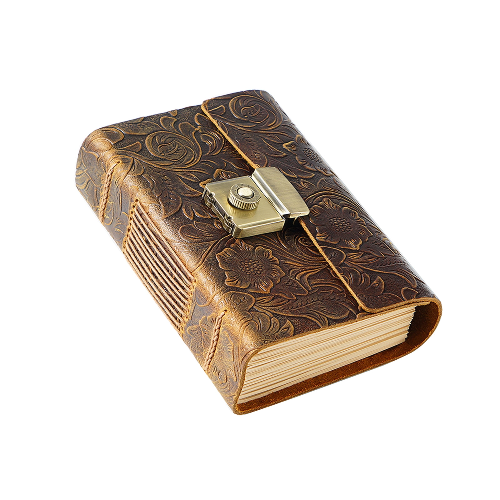 Yokua Vintage Scrapbook Leather Journal Notepad Planner Notebook with Password Lock