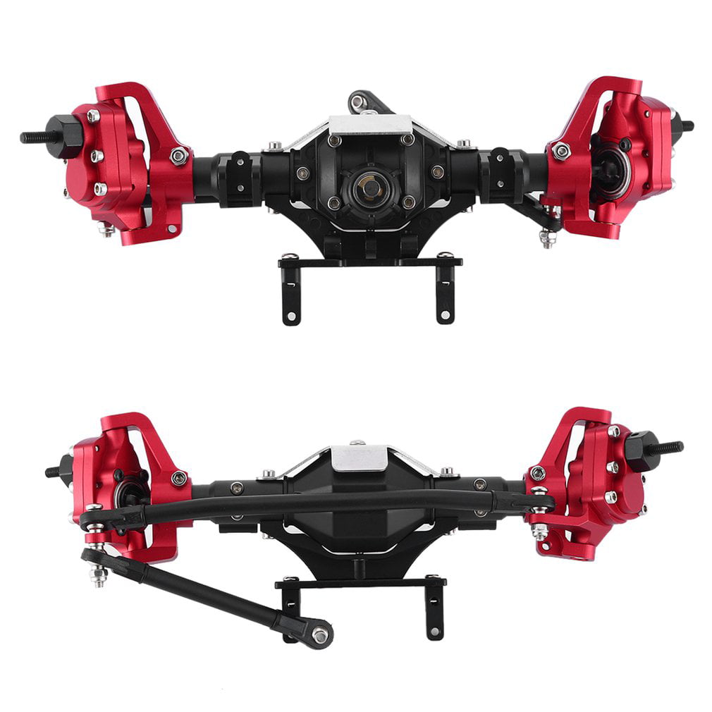 Domilay Aluminum CNC Anodized Full Front Rear Portal Axle for 1/10 RC Crawler Car Axial SCX10 II 90046 90047 Upgrade Parts Black+Red
