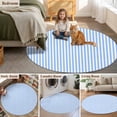 thumbnail image 6 of Round Area Rug 8Ft, Blue White Stripe Non-slip Area Rugs Carpet for Living Room/Bedroom/Bathroom/Kitchen, Modern Minimalist Geometric Striped Washable Throw Floor Mat Indoor Outdoor Entrance Doormat, 6 of 9
