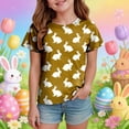 thumbnail image 2 of Hessimy Girls Lace Short Sleeve T Shirts Kids Summer Crewneck Tunic Tops Curved Hem(Gold,1-2 Years), 2 of 6