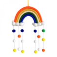 thumbnail image 1 of Children Room Handmade Woven Cotton Rope Rainbow Hanging Decoration Wall Hanging Decor With Felt Ball, 1 of 6