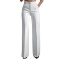 thumbnail image 2 of Women Wide Leg Pants Summer High Waisted Business Casual Work Dress Pants Trousers Slacks White M, 2 of 9