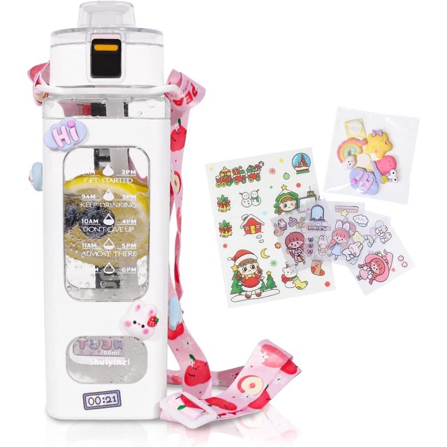 Kawaii Water Bottle For Girls Cute Kids Water Bottles With Straw,cute Water Leak Proof Bottles Portable Leakproof Water Jug For School Gifts For Kids
