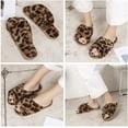 thumbnail image 6 of Women's Fluffy Furry Fuzzy Slippers Cross Band Soft Plush Flat Slide Memory Foam House Slippers Open Toe Comfy Spa Indoor Outdoor Slip On, 6 of 12