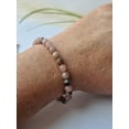 thumbnail image 2 of Rhodonite 8mm Round Shape Smooth Cut Beads 7 inch Adjustable Silver Plated Clasp Bracelet for men, women, unisex. Link Chain Stacking Bracelet.|LINK_05835, 2 of 5