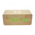 thumbnail image 1 of Wood LED Digital Alarm Clock With Phone Wireless Charging Pad Snooze Function Sound Control Alarm Clock, 1 of 7