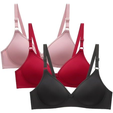 GERsome 3 Pack Deep V Wireless Bras for Women No Underwire Push Up Seamless Padded Comfort Bra Supportive Wirefree Bralette Size XXL