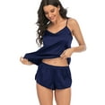 thumbnail image 2 of Women's Silk Satin Pajama, Ladies V neck Camisole Pajamas Set Soft, Two-Piece Pj Sets Sleepwear Loungewear Cami Shorts Pj Sets S-XXL, 2 of 8