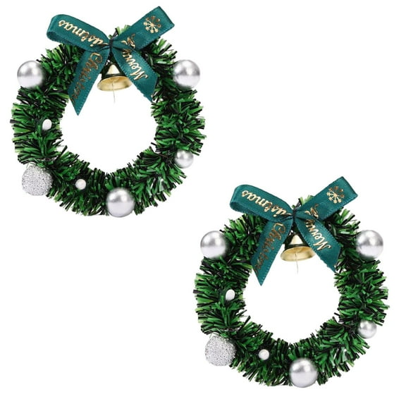 Liamobondopolis Mini Christmas Magnetic Garland 2.91 Inch Festive Fridge Decor Set of 2 Holiday Wreaths with Bells Stars for Home Office