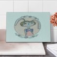 thumbnail image 2 of Flower Cutting Board, Vintage Portrait of Bunny in Oval Flowery Frame on PolkDotted Background, Decorative Tempered Glass Cutting and Serving Board, Small Size, Multicolor, by Ambesonne, 2 of 5