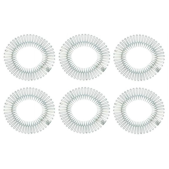 6PCS Women Lady Stretch Flexible Plastic Full Circle Hair Comb Headband Hair Hoop Hair Clip Spring Head Band with Deep Teeth (Clear)