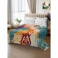 thumbnail image 2 of Boho Orange Teal Red King Size Flat Sheet, Wrinkleproof & Fadeproof Cooling Flat Bed Sheet Only, Modern Abstract Splashing Art Breathable Soft Bedding Top Sheets 105 x 98 Inches, 2 of 8