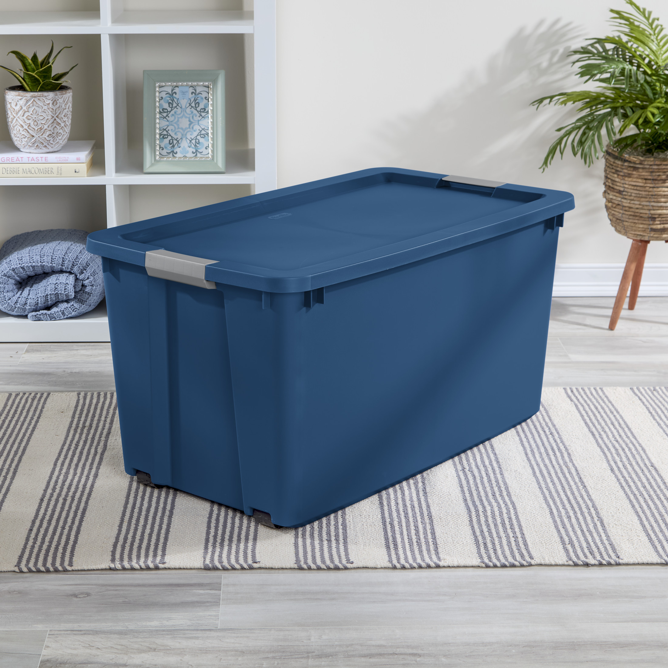 Sterilite 45 Gallon Wheeled Storage Bin with Latch Lid, Blue photo 4