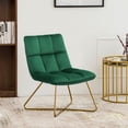 thumbnail image 3 of Duhome Velvet Accent Chair Retro Cliner Leisure Lounge Chair Mid Century Modern Chair Vanity Chair for Living Room Bedroom with Gold Metal Legs Dark Green 1 PCS, 3 of 8