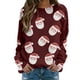 thumbnail image 1 of Gibobby Sudaderas navideñas Blusa de sudadera estampada con cuello redondo y manga larga para entrenamiento diario en casa y al libre para mujer(Vino,M), 1 of 5